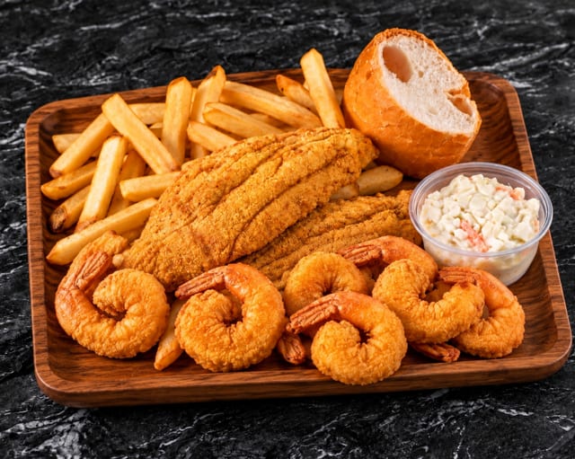 6 Fried Shrimp+ 2 Fish Plate.