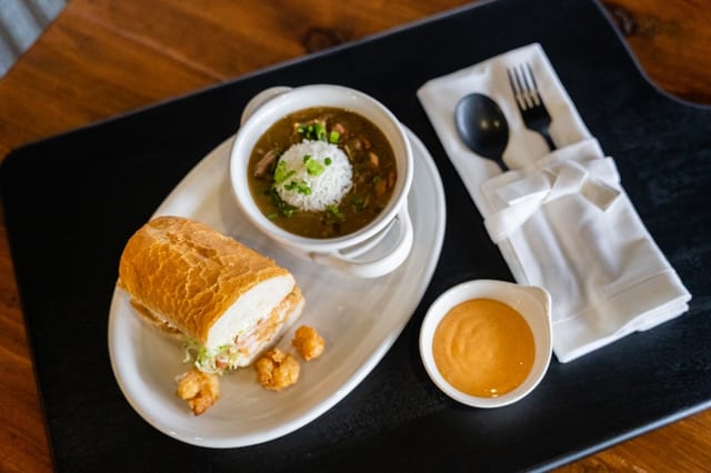 Lunch: Sm PoBoy+Sm Gumbo.